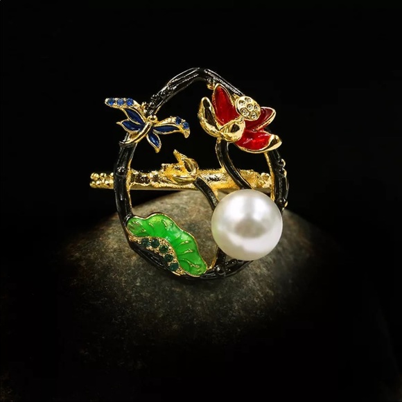 Ring 💍 “Night on the Lake” Freshwater Pearl - Picture 2 of 5